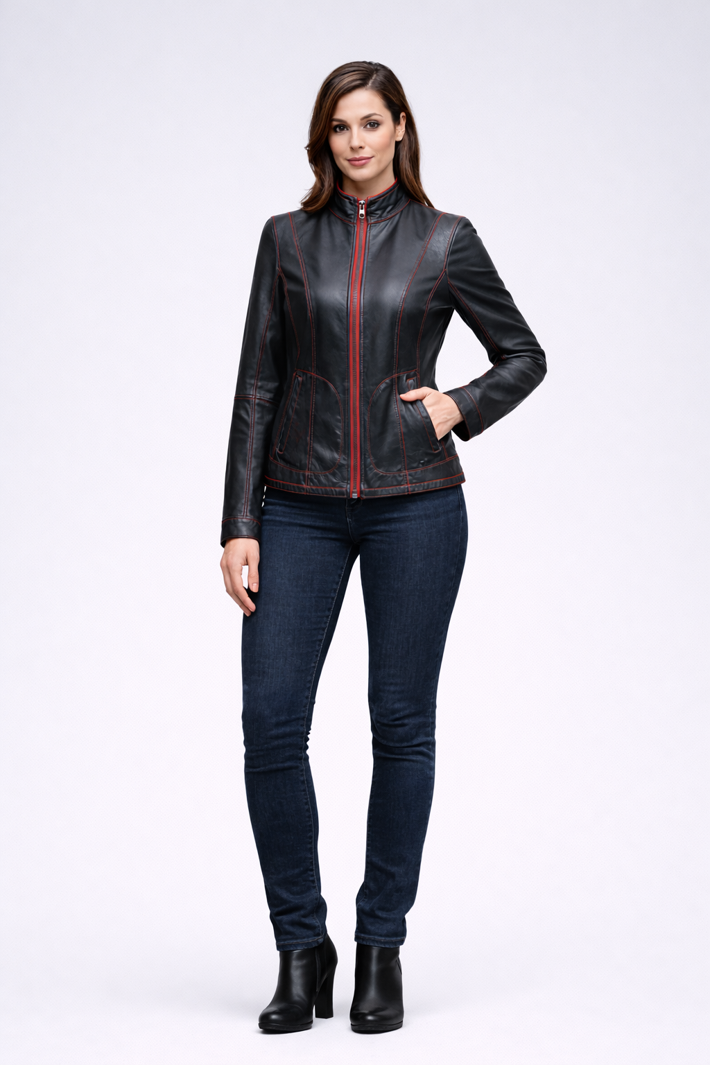 Reversble Lamb Leather and Suede Women Jacket