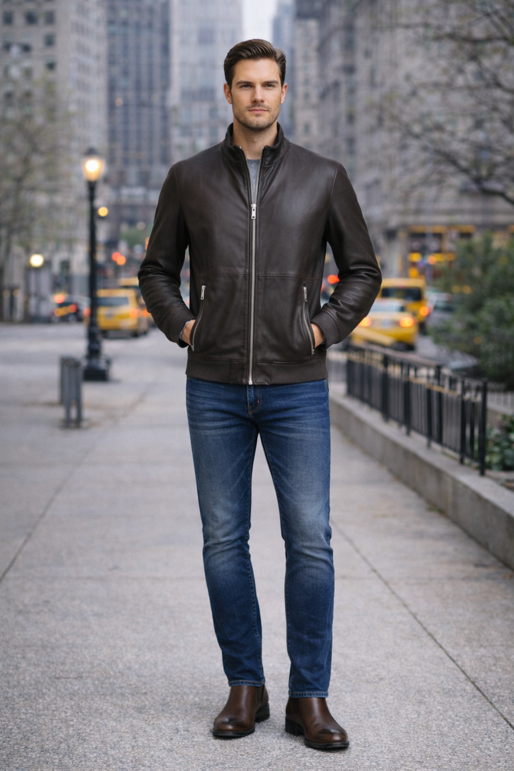 Reversible Lamb Leather and Suede Dark Brown Leather Jacket for Men
