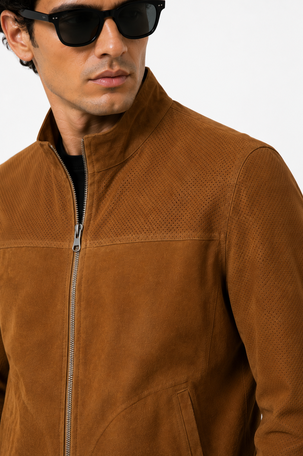 Reversible Brown and Black Suede Leather Jacket for Men