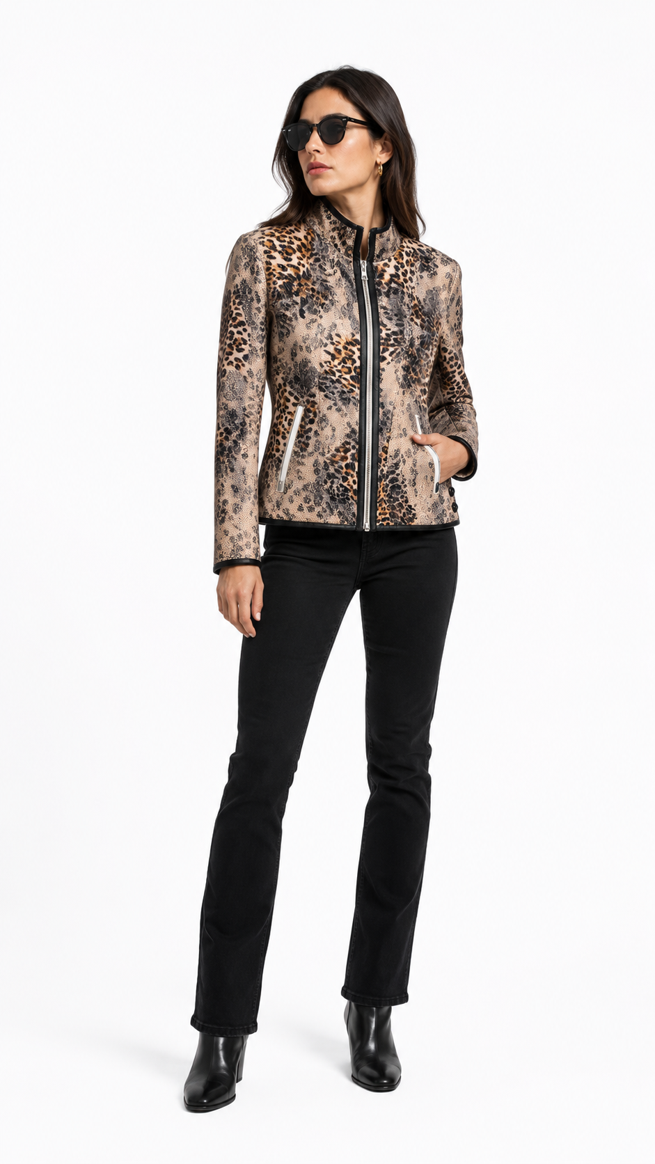 Reversible White and Colorful Leather Jacket for Women