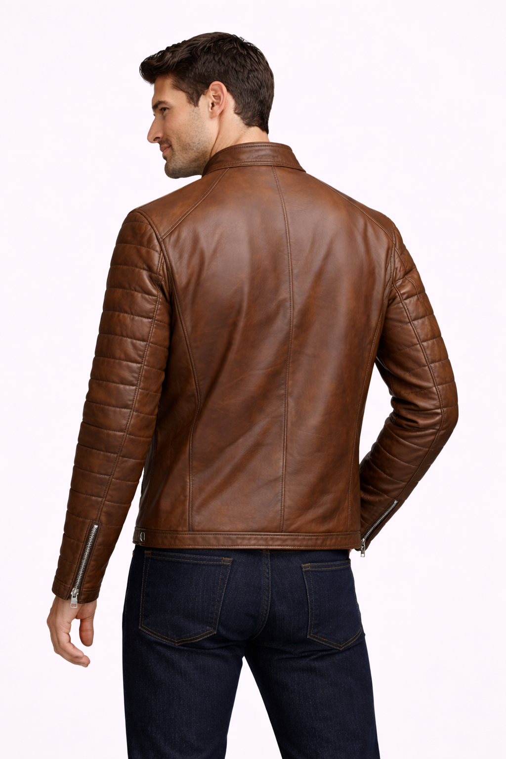 Lamb Leather Brown Leather Jacket for Men