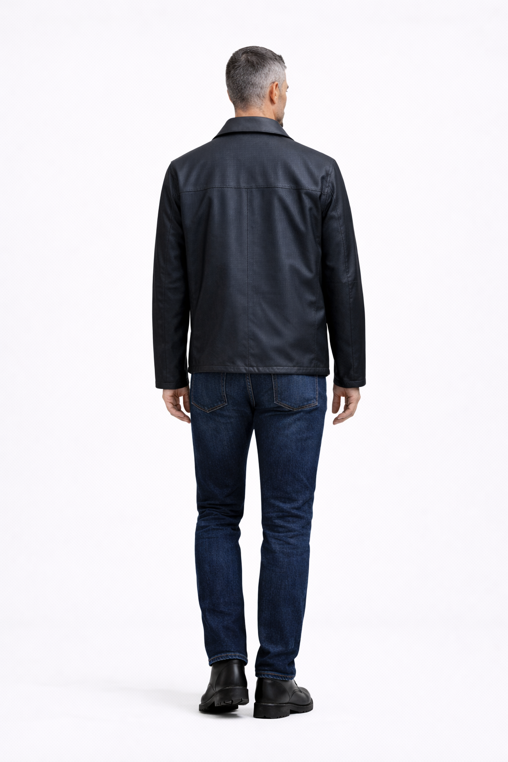 Reversble Lamb Leather and Windproof Fabric Black and Navy Blue Jacket for Men