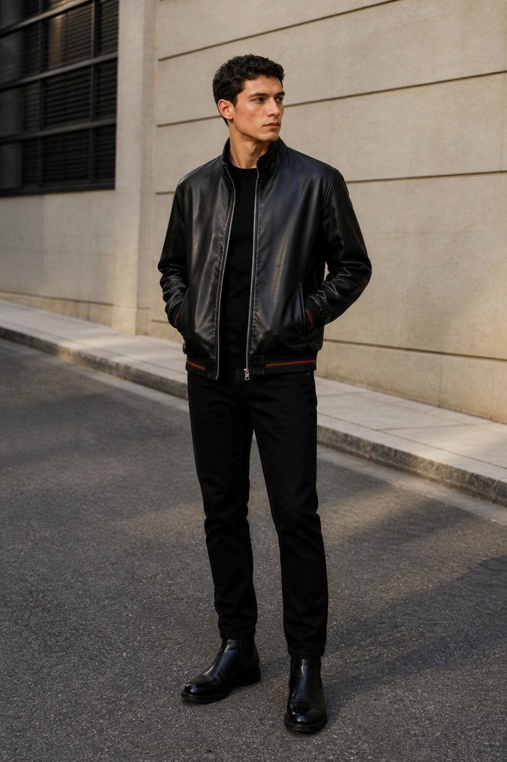 Black Lamb Leather Jacket for Men