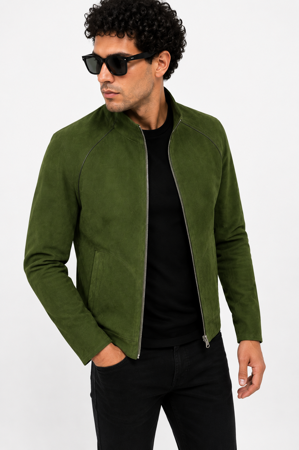 Reversible Black & Khaki Suede and Leather Jacket for Men