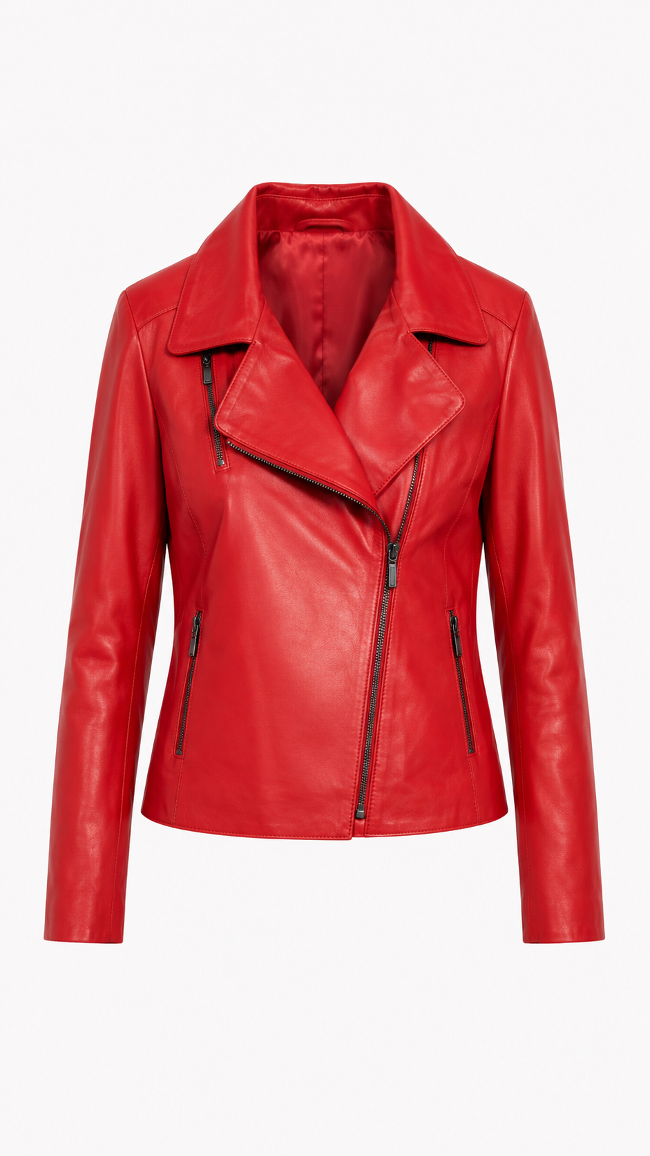 Lamb Leather Red Jacket for Women