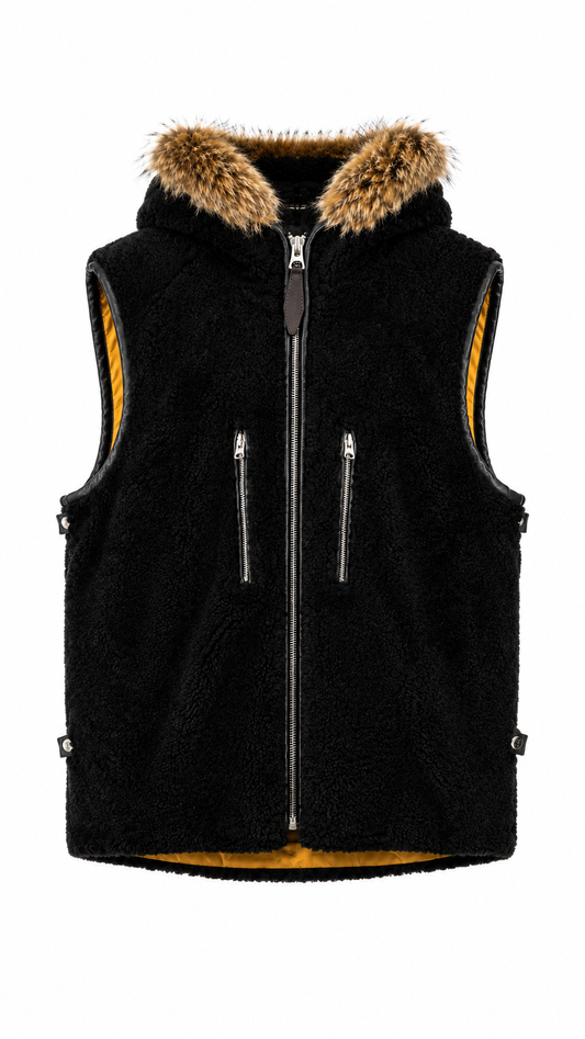 Lamb Fur and Leather Suede Waistcoat for Men