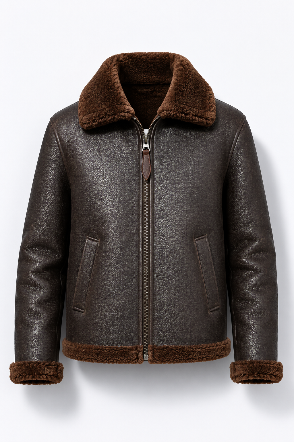 Lamb Fur Brown Leather Jacket for Men