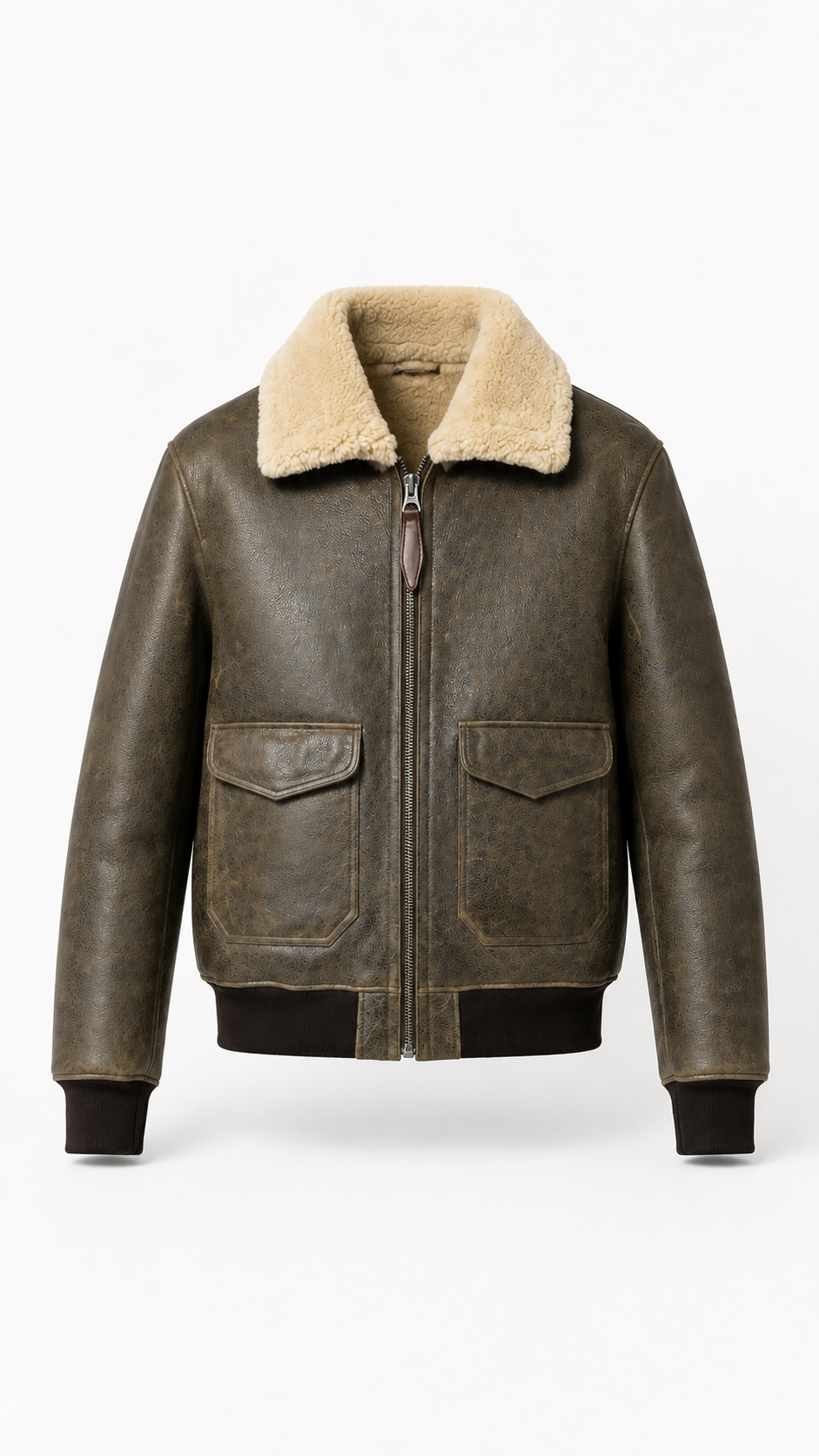 Lamb Leather Khaki Leather Jacket for Men