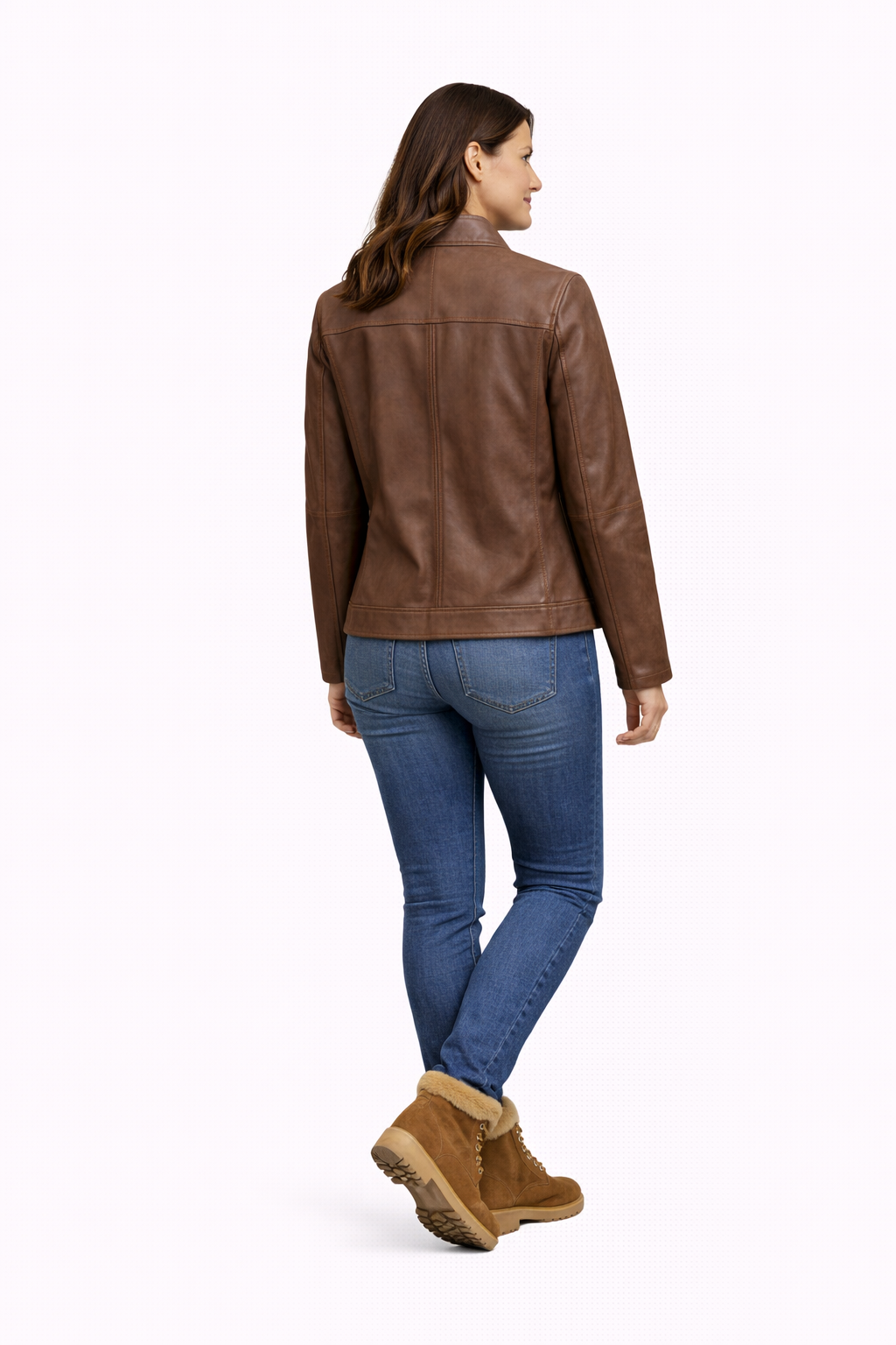 Reversible Lamb Leather and Suede Brown & Beige Jacket for Women