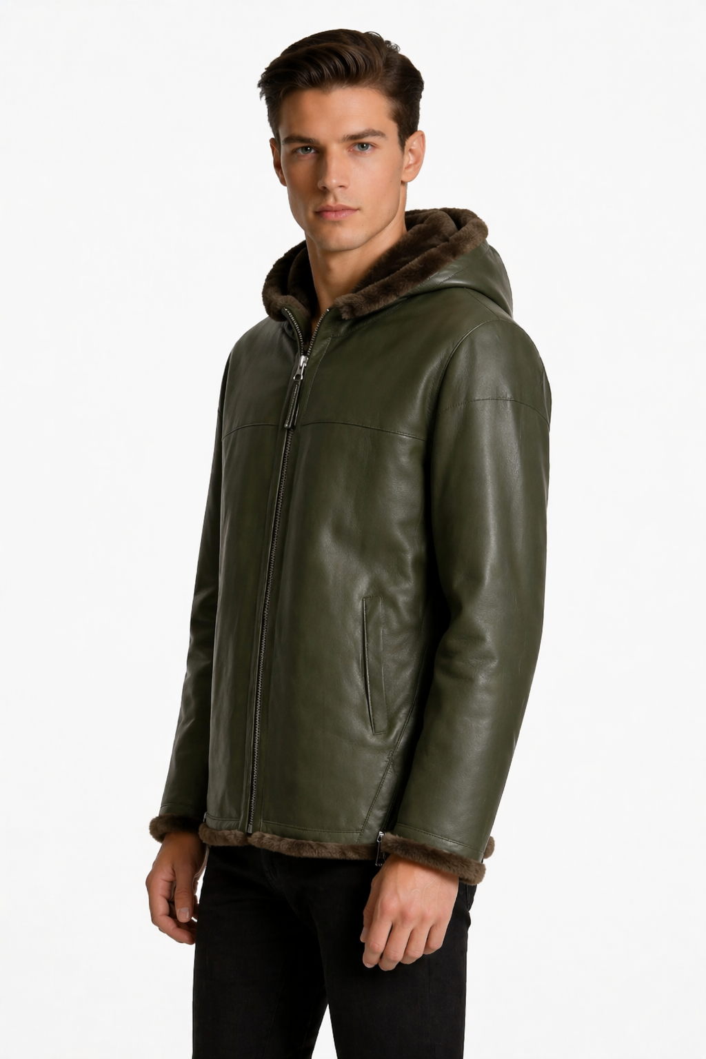 Reversible Lamb Fur and Leather Jacket for Men