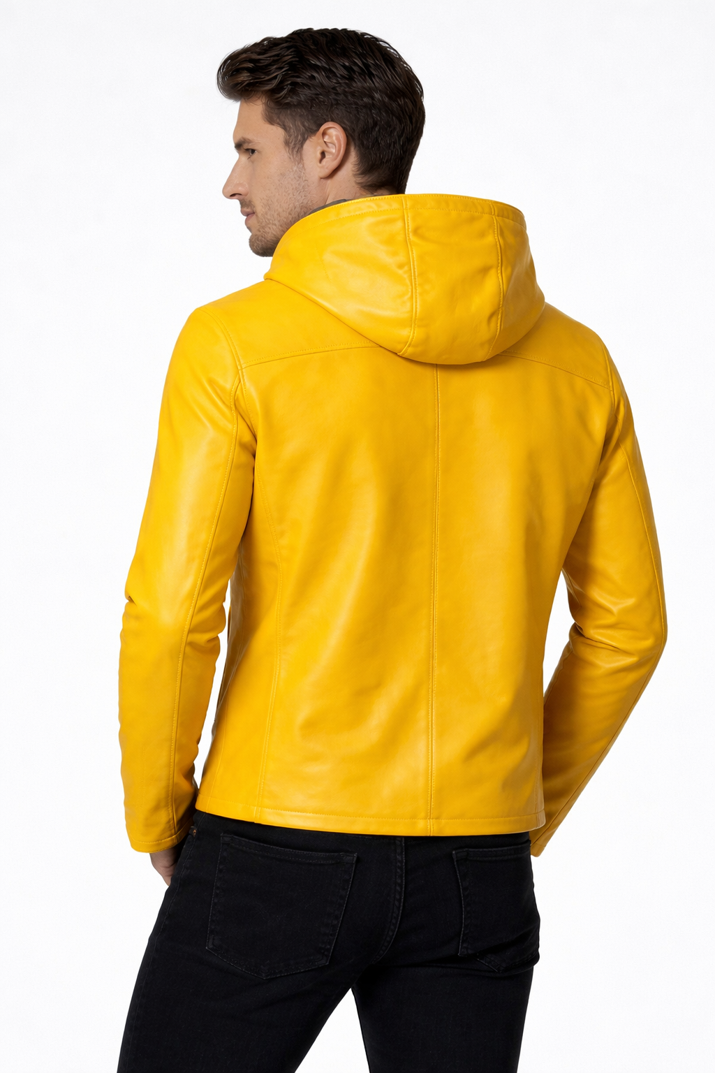 Reversible Lamb Leather Yellow Jacket for Men