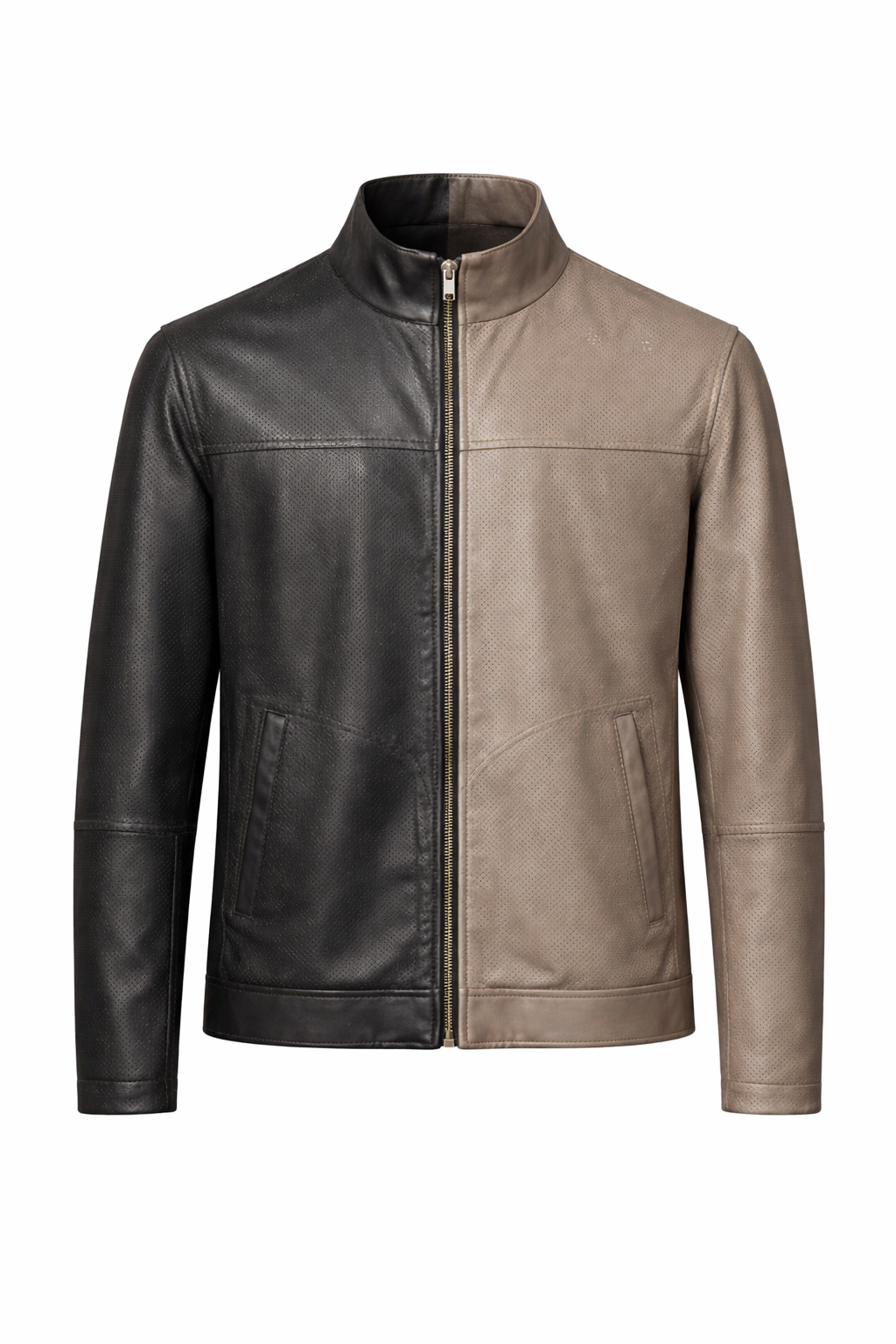 Reversible Dark Brown and Beige Suede Leather Jacker for Men