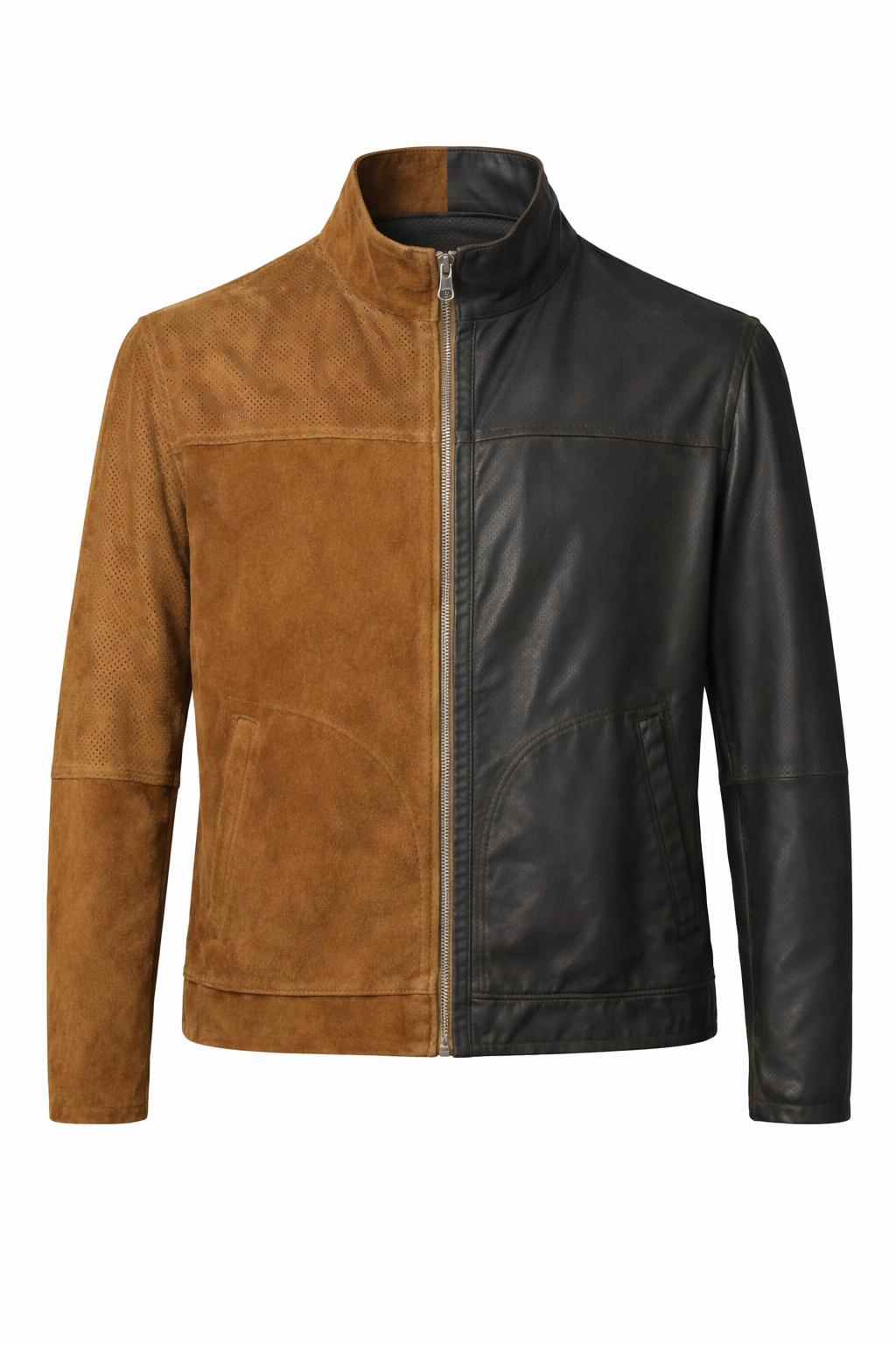 Reversible Brown and Black Suede Leather Jacket for Men