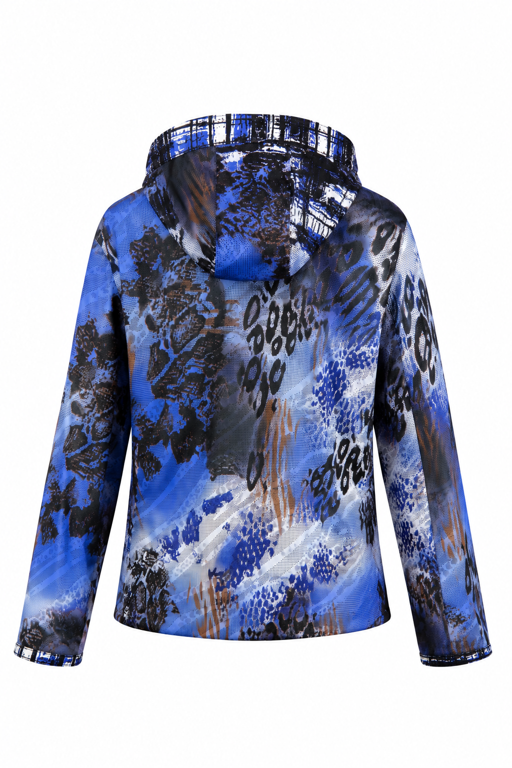 Reversible Digital Printed Leather Suede Hooded Jacket for Women
