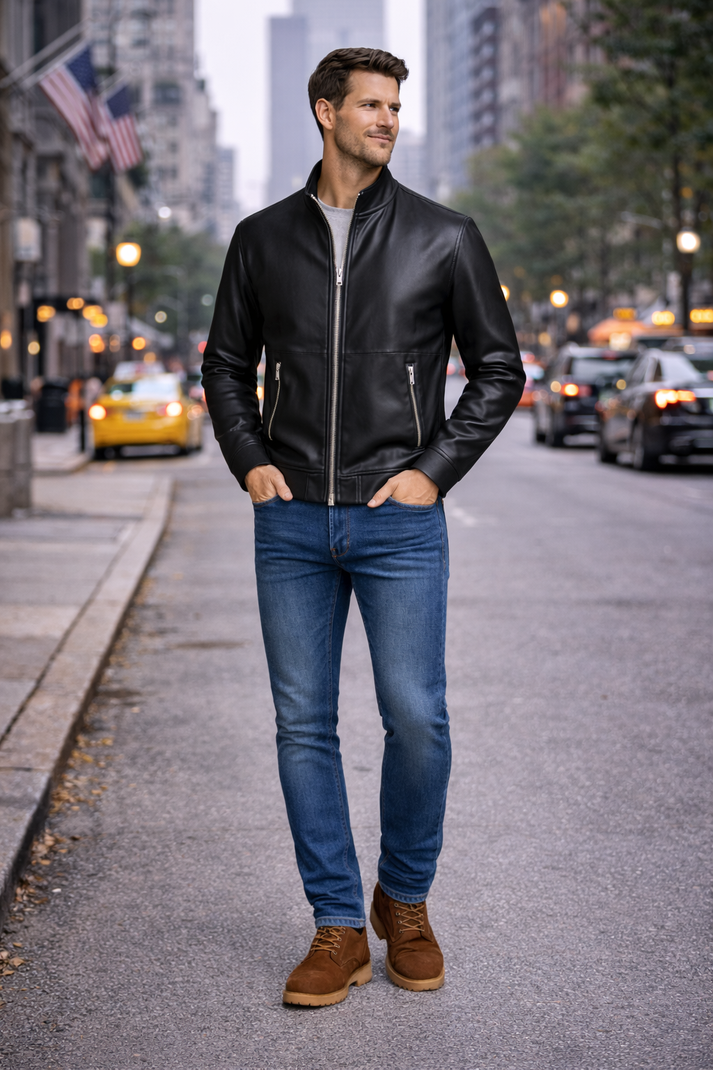 Reversible Lamb Leather and Suede Black Jacket for Men