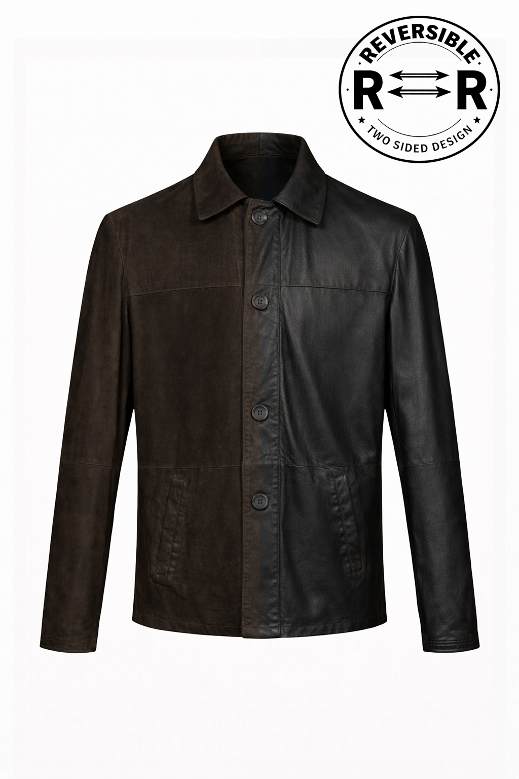 Reversible Brown Suede and Leather Jacker for Men
