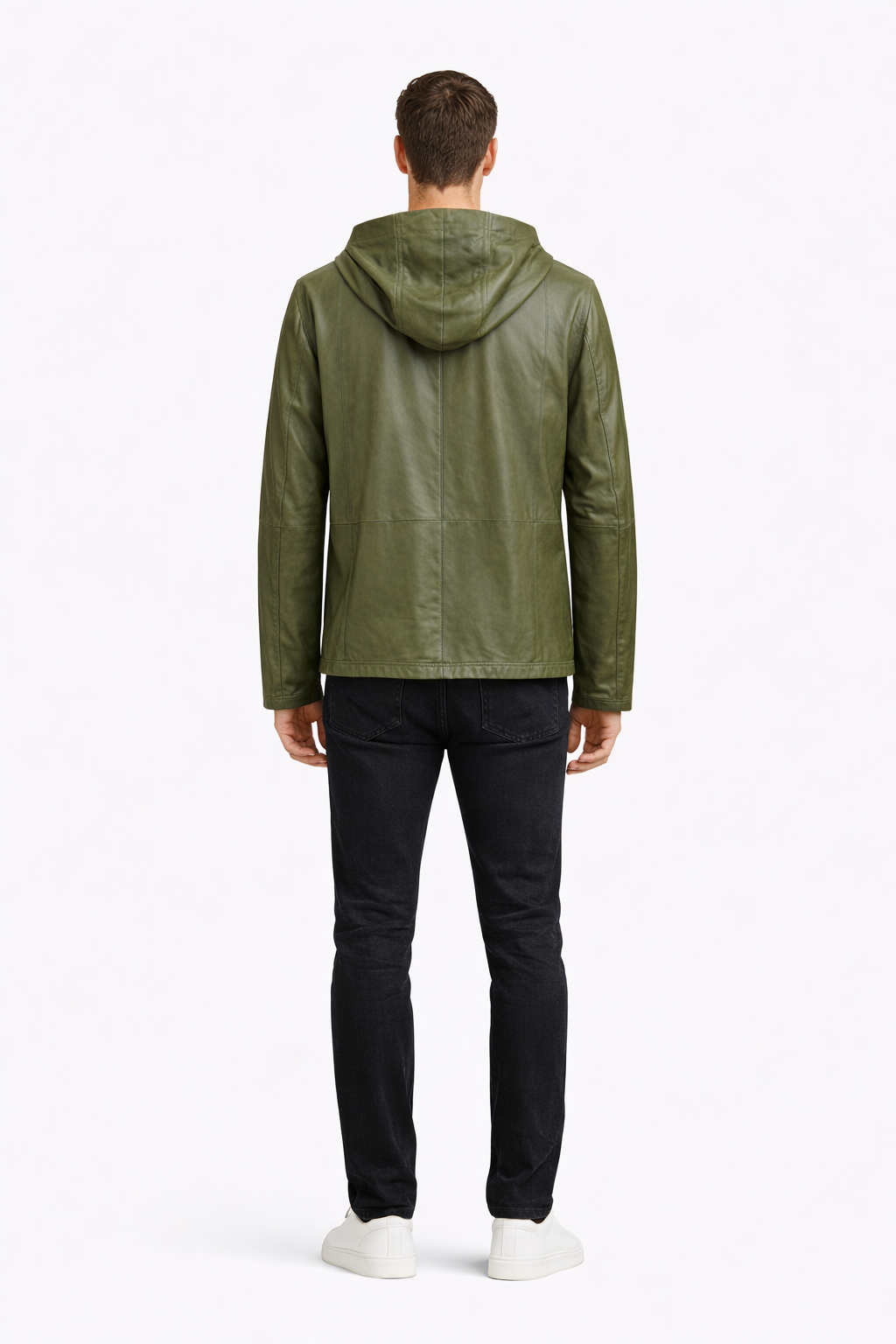 Reverseble Leather and Suede Hooded Jacket for Men