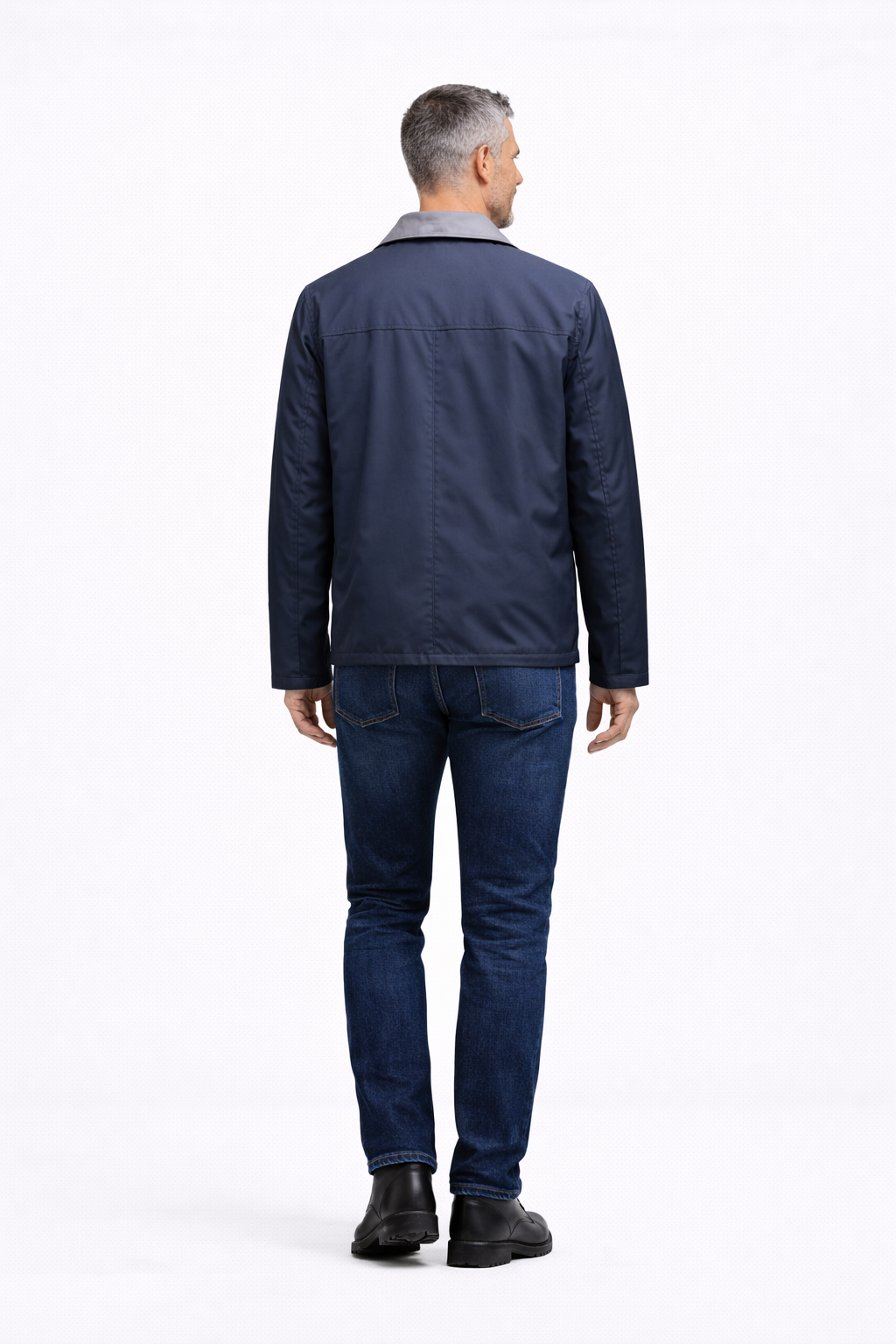 Reversble Lamb Leather and Windproof Fabric Black and Navy Blue Jacket for Men