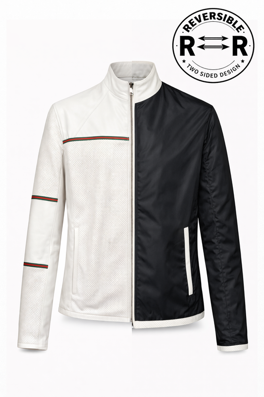 Reversible White Leather Jacket for Men