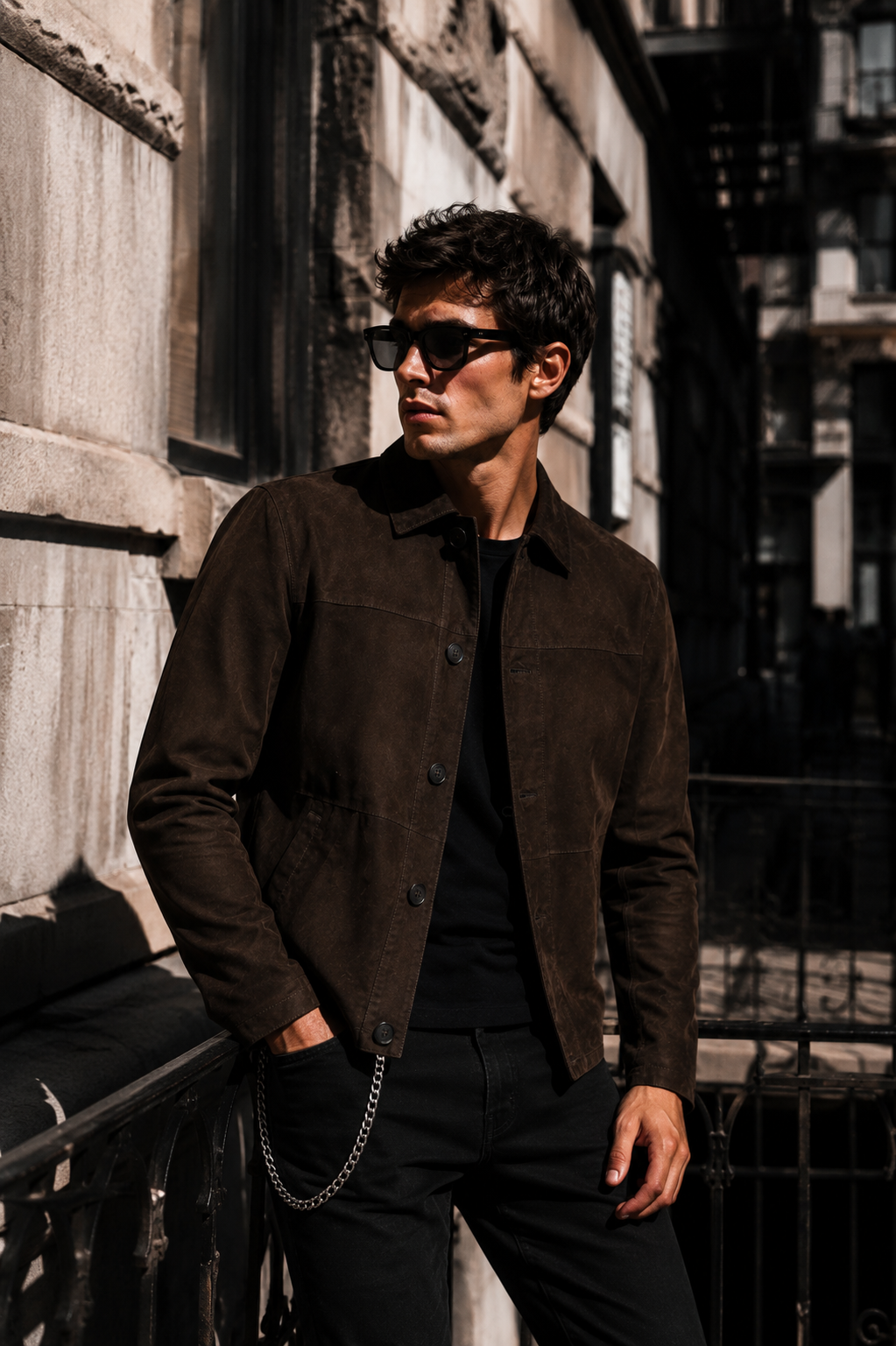 Reversible Brown Suede and Leather Jacker for Men