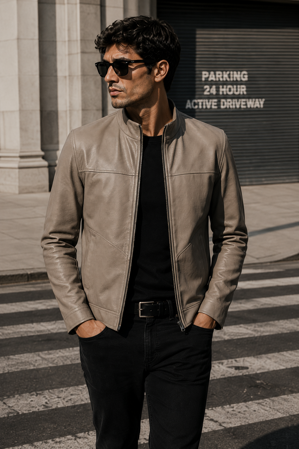 Reversible Dark Brown and Beige Suede Leather Jacker for Men