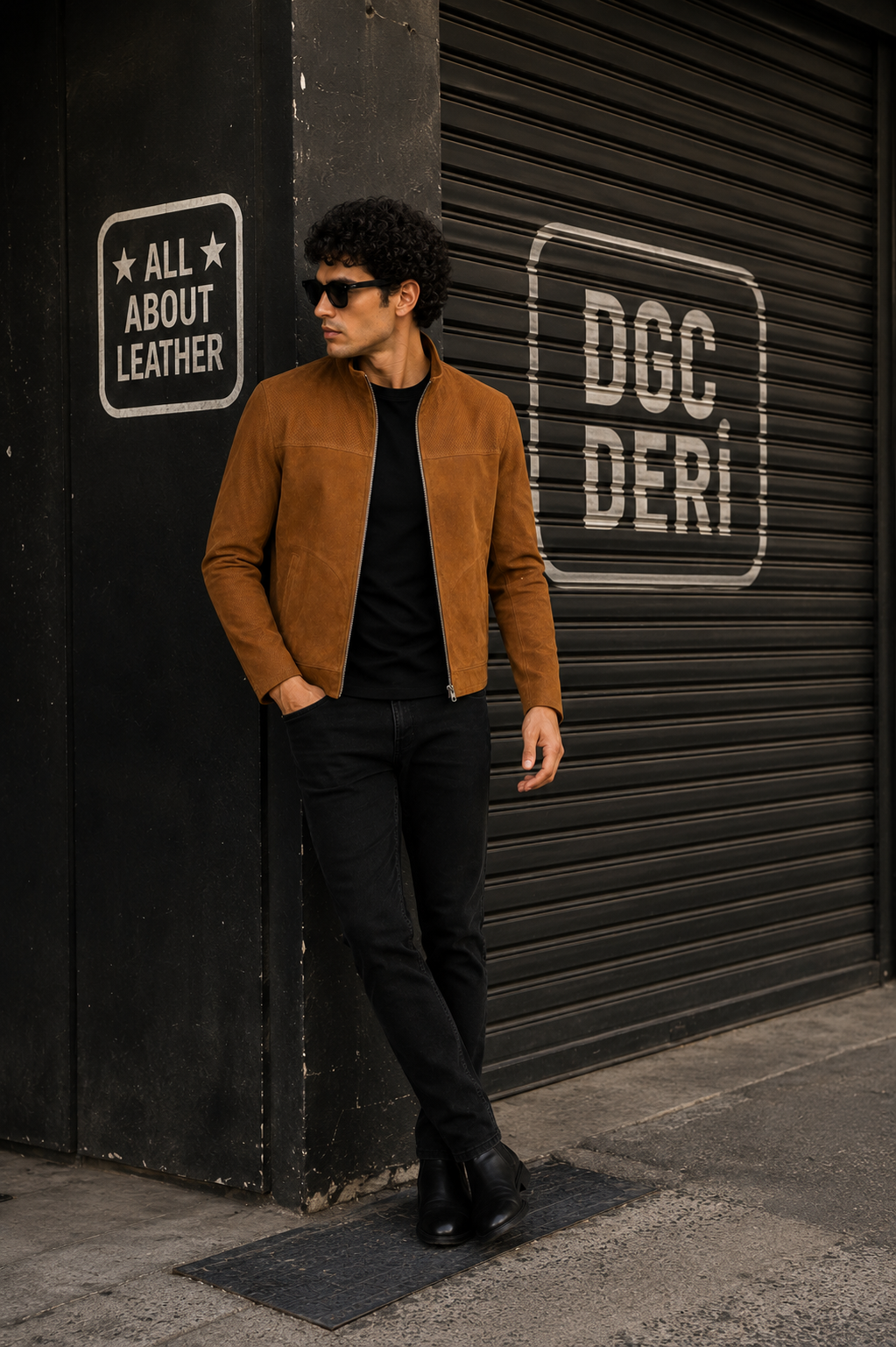 Reversible Brown and Black Suede Leather Jacket for Men