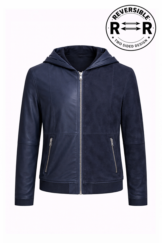 REVERSİBLE SUEDE AND LEATHER MEN'S LEATHER JACKET
