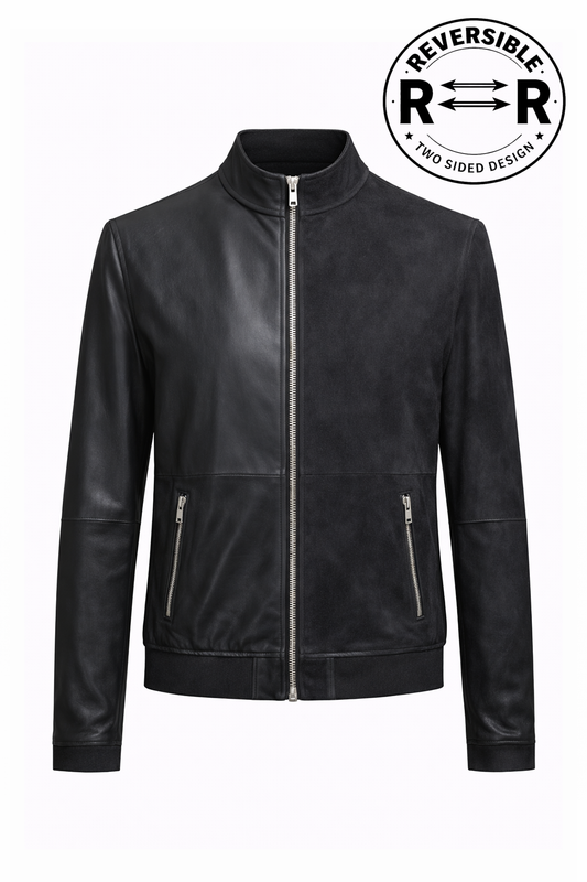 Reversible Lamb Leather and Suede Black Jacket for Men