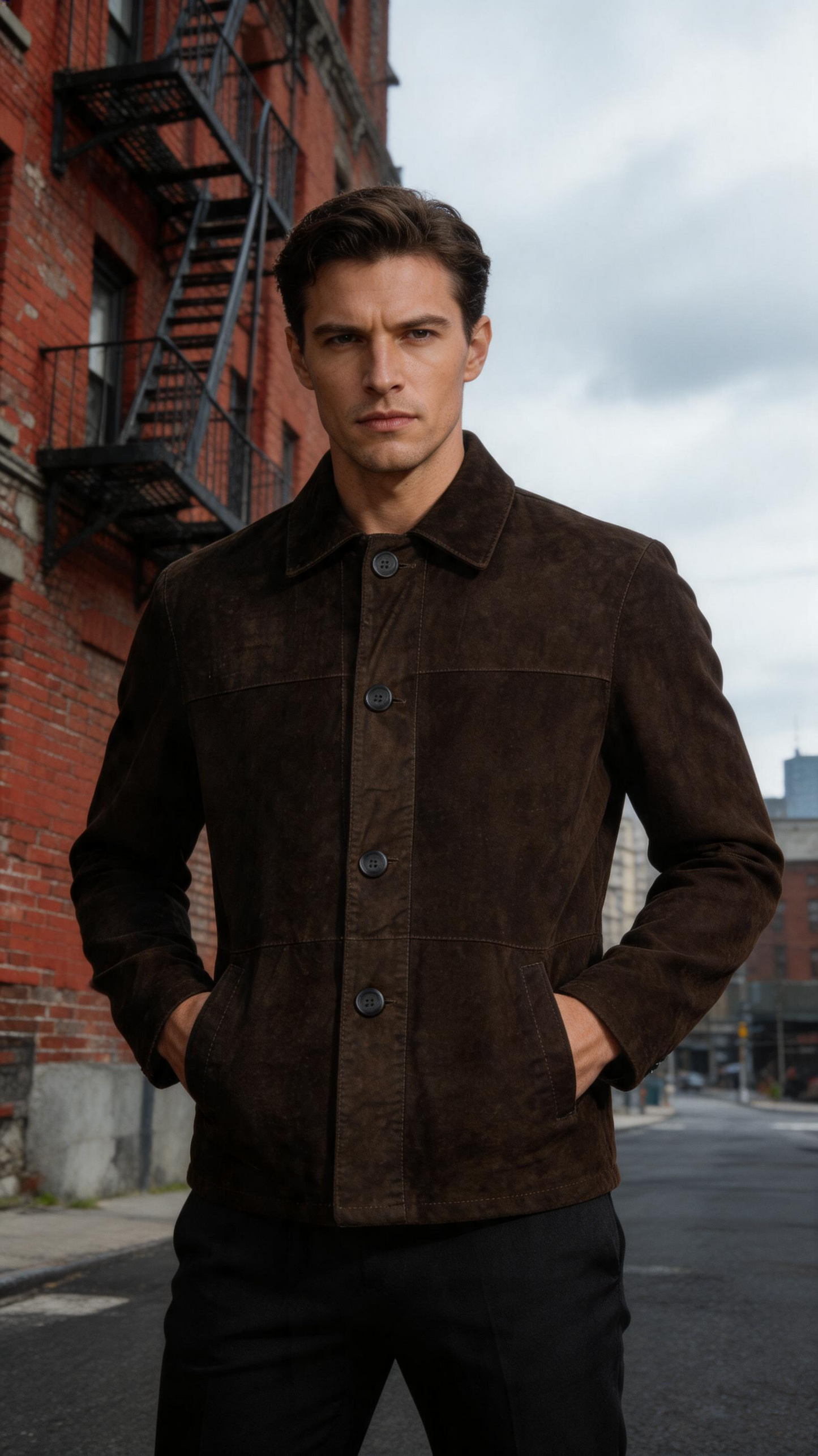 Reversible Brown Suede and Leather Jacker for Men