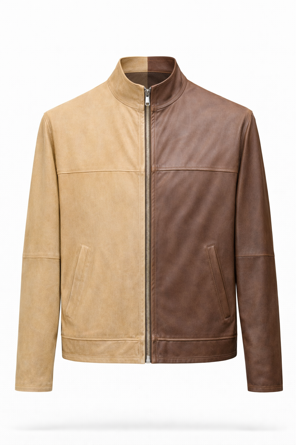 Reversible Lamb Leather and Suede Brown & Beige Jacket for Women