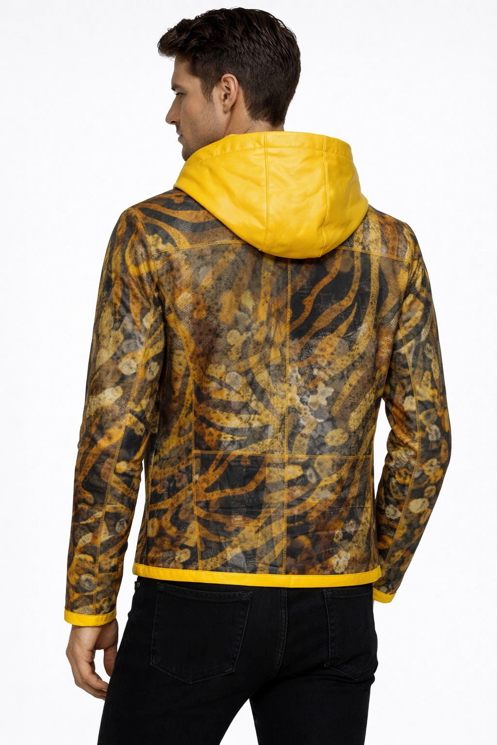 Reversible Lamb Leather Yellow Jacket for Men