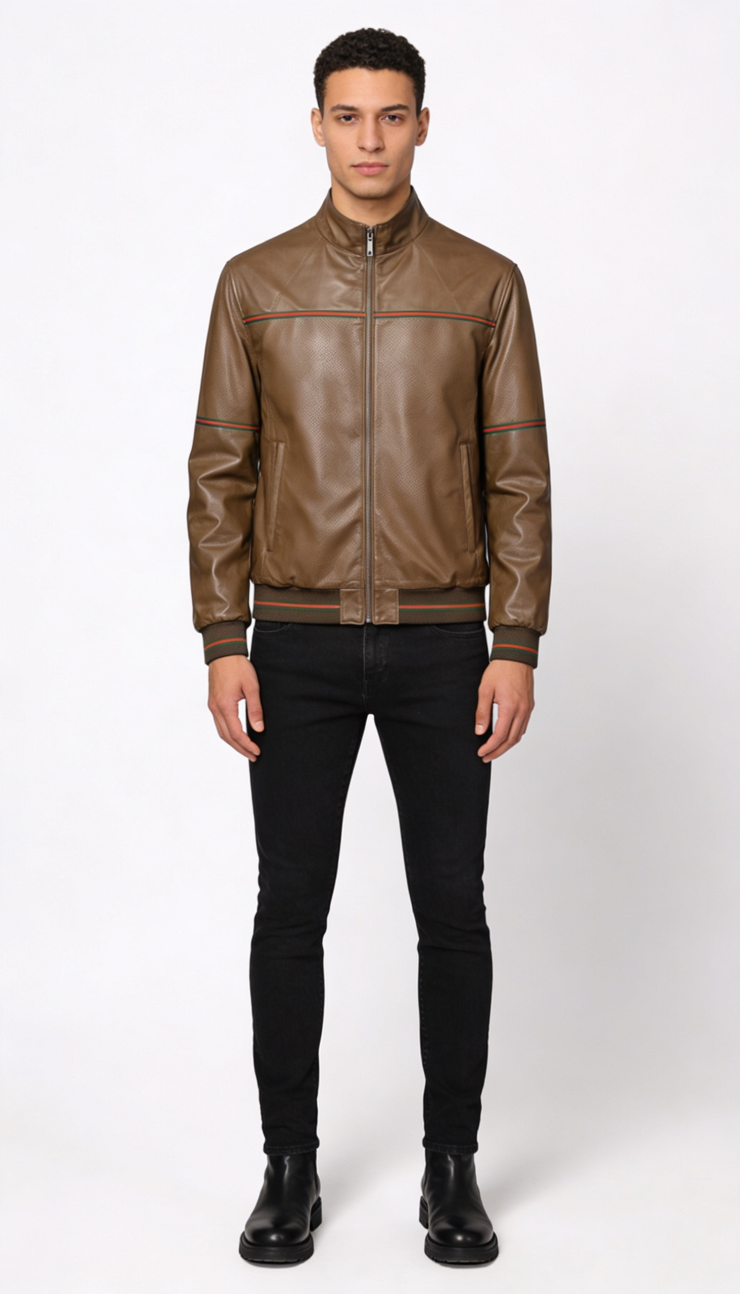 Reversible Lamb Leather Brown Leather Jacker for Men