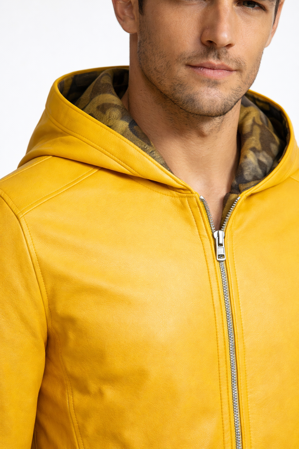 Reversible Lamb Leather Yellow Jacket for Men