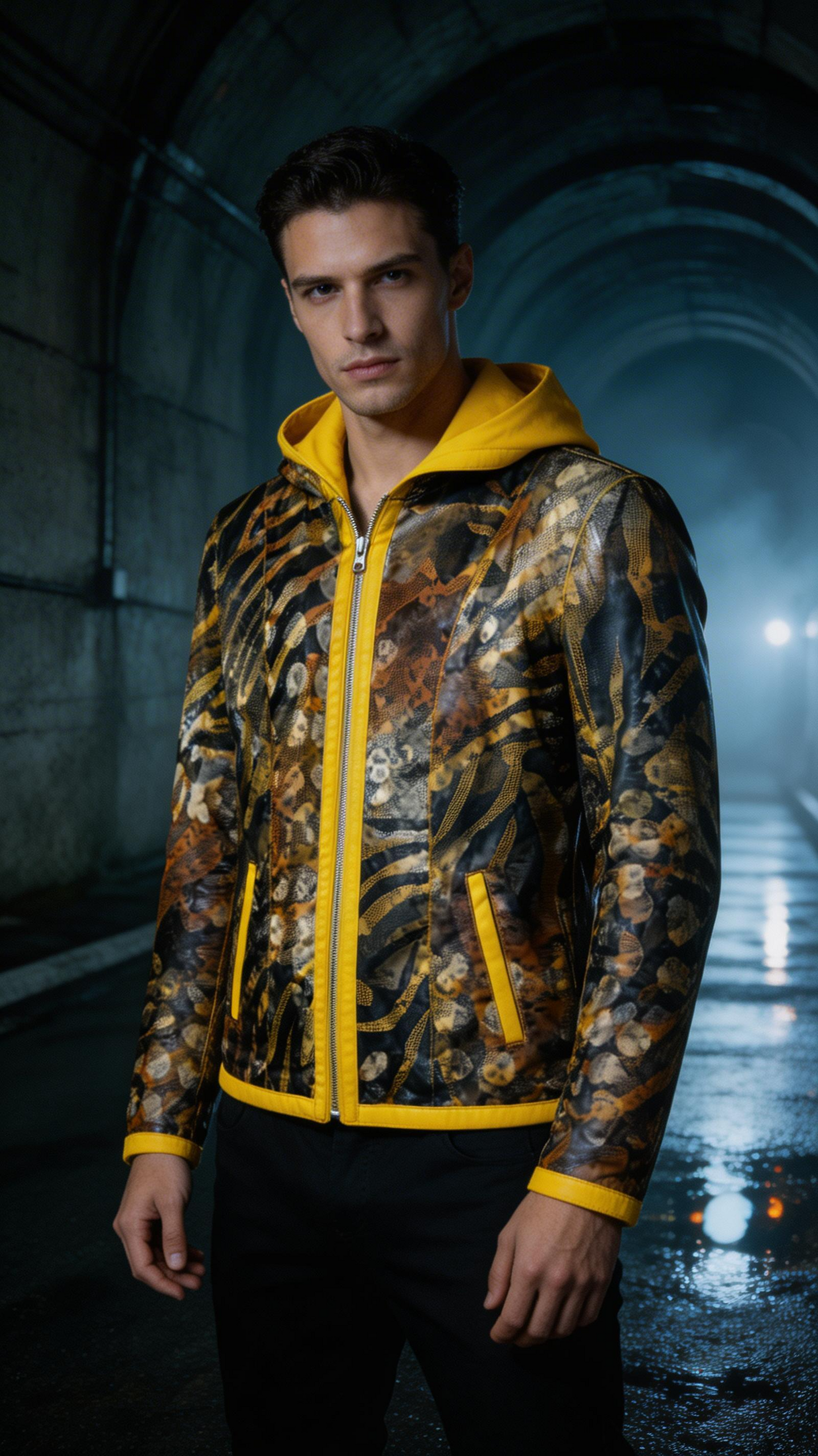Reversible Lamb Leather Yellow Jacket for Men