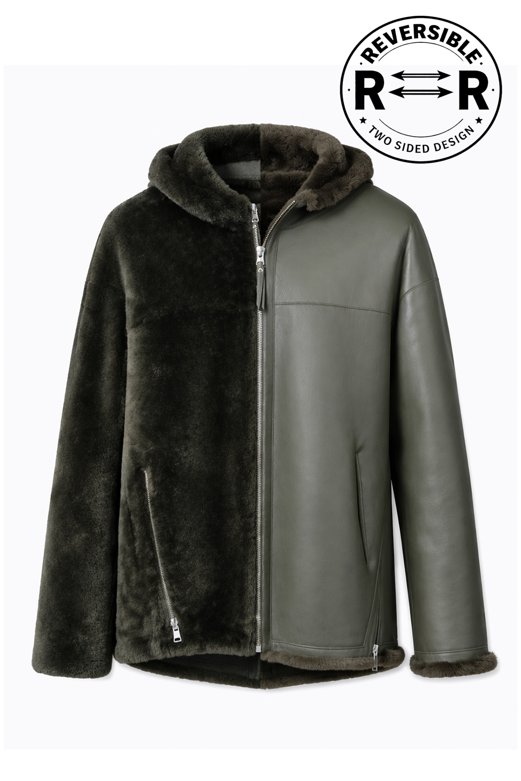 Reversible Lamb Fur and Leather Jacket for Men