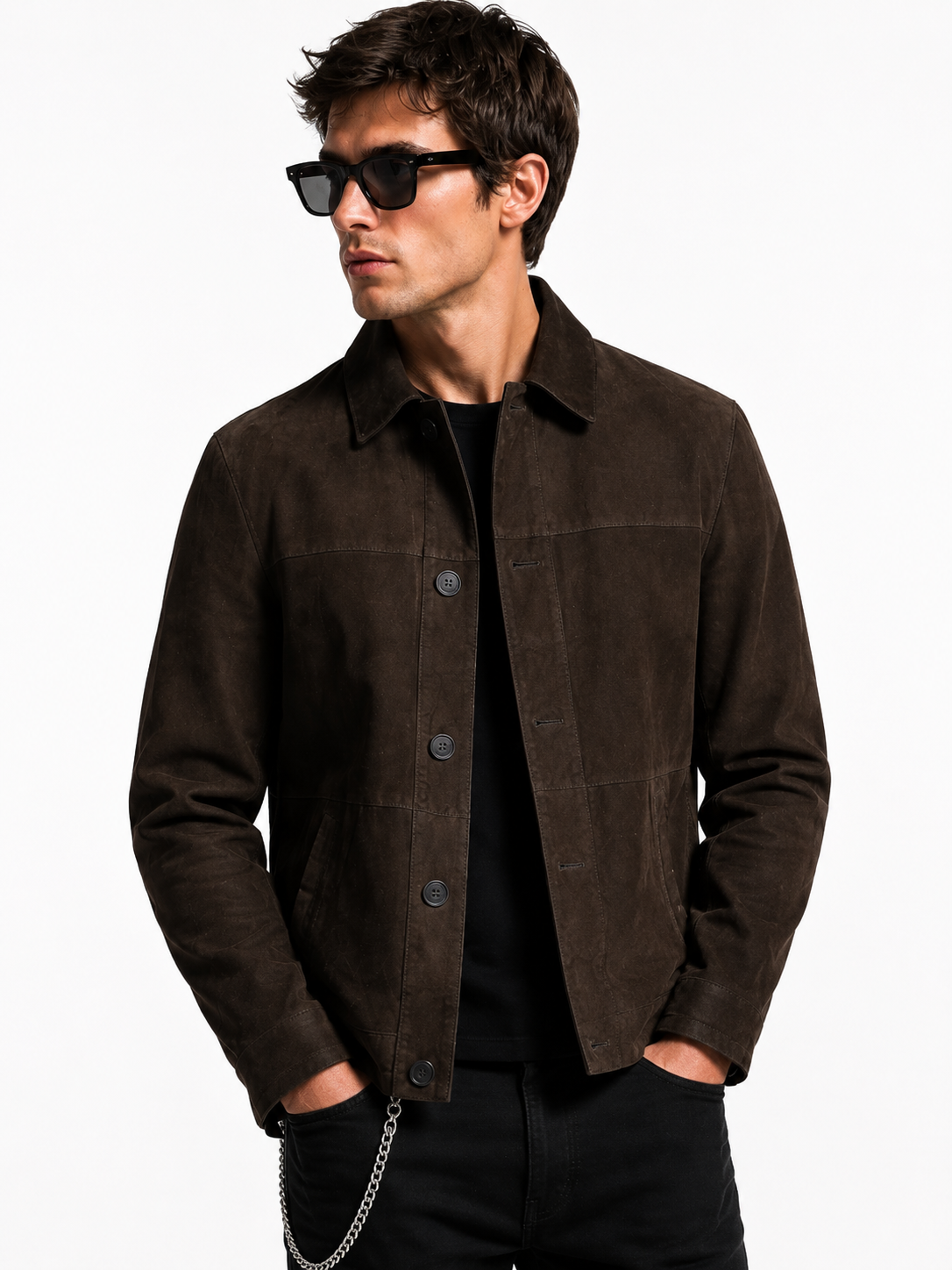 Reversible Brown Suede and Leather Jacker for Men