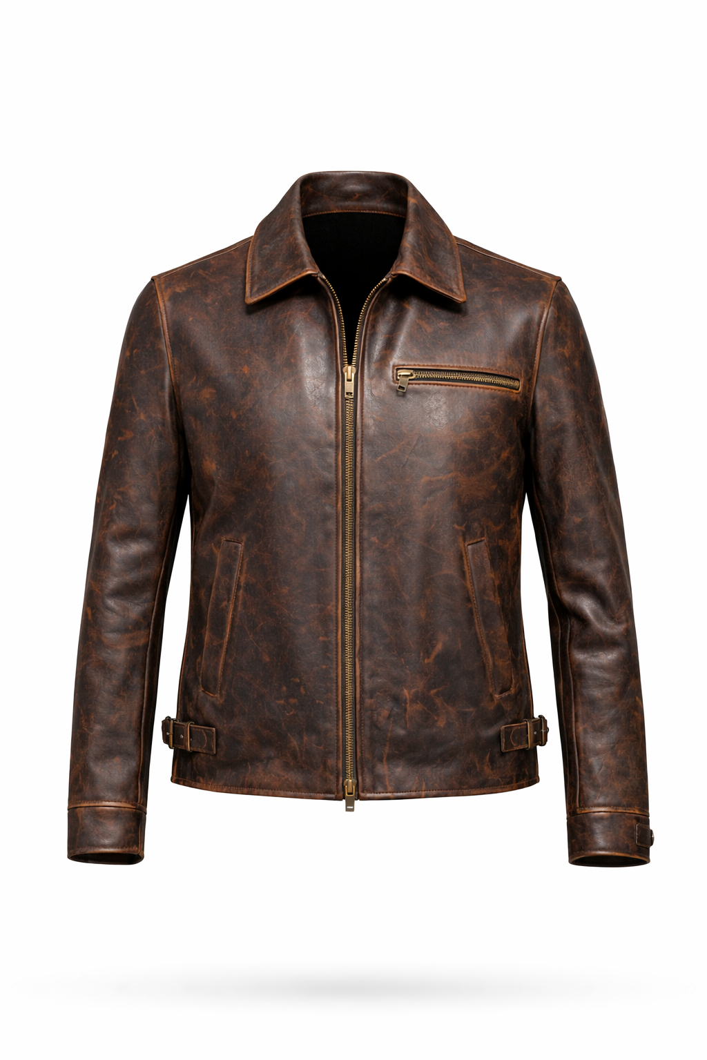 Patterned Dark Brown Lambskin Women Jacket