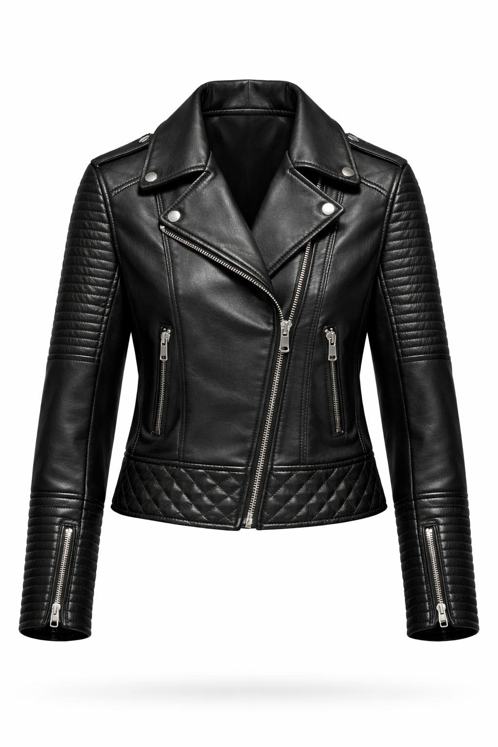 Women Black Lambskin Jacket with Accessories