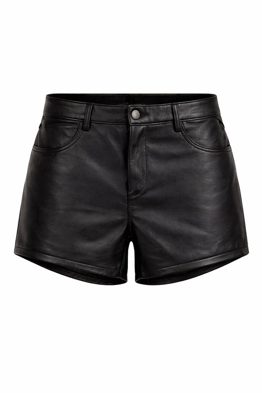 WOMEN'S BLACK LEATHER SHORTS CUSTOM FIT