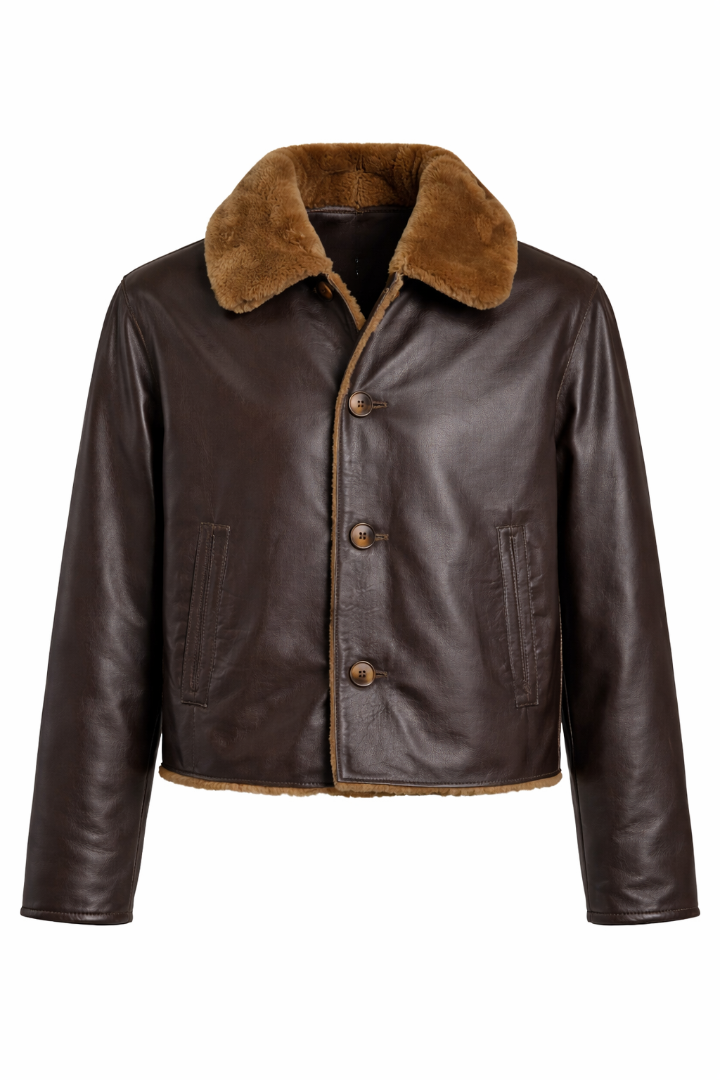 WOMEN'S FUR-LINED BROWN LEATHER JACKET