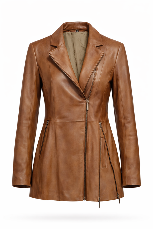 Brown Lamb Leather Jacket For Women