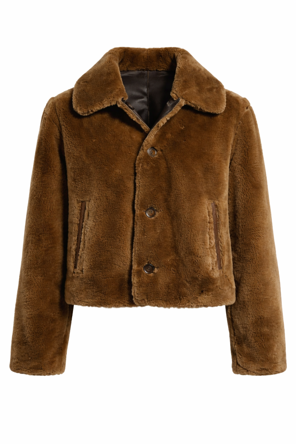 FUR JACKET BROWN FOR WOMENS