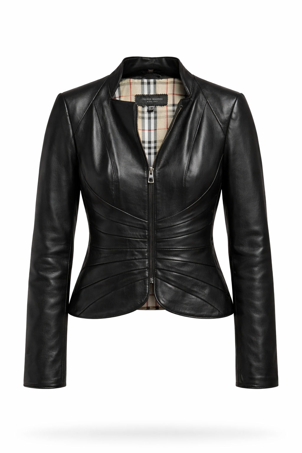 Black Lamb Zig Leather Elegant Women Leather Jacket