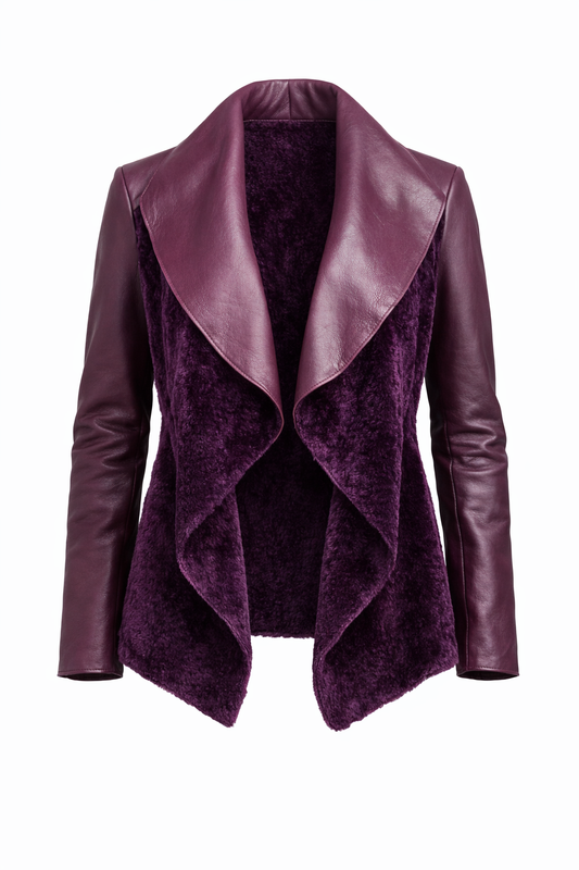LOOSE FIT LEATHER AND SUEDE WOMEN'S LEATHER JACKET