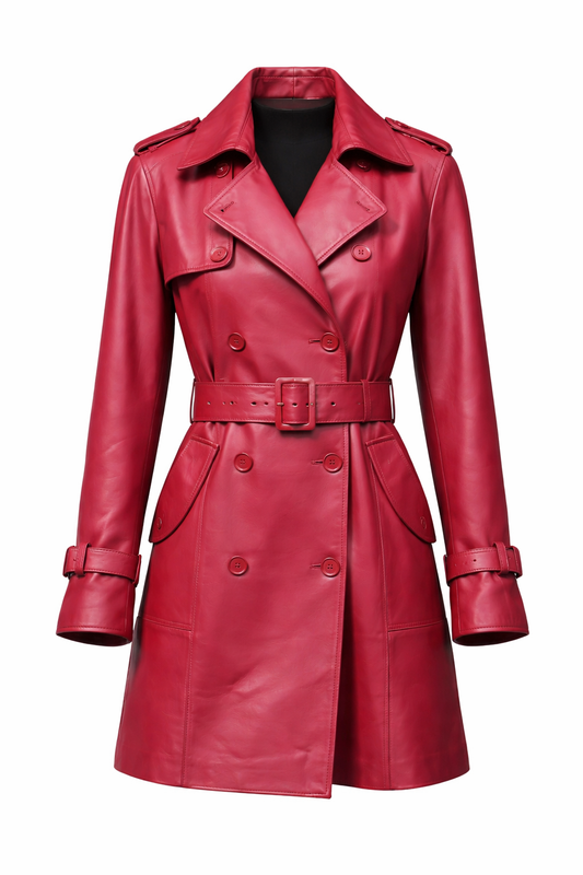 Red Long Lamb Leather for Women-VIENNA
