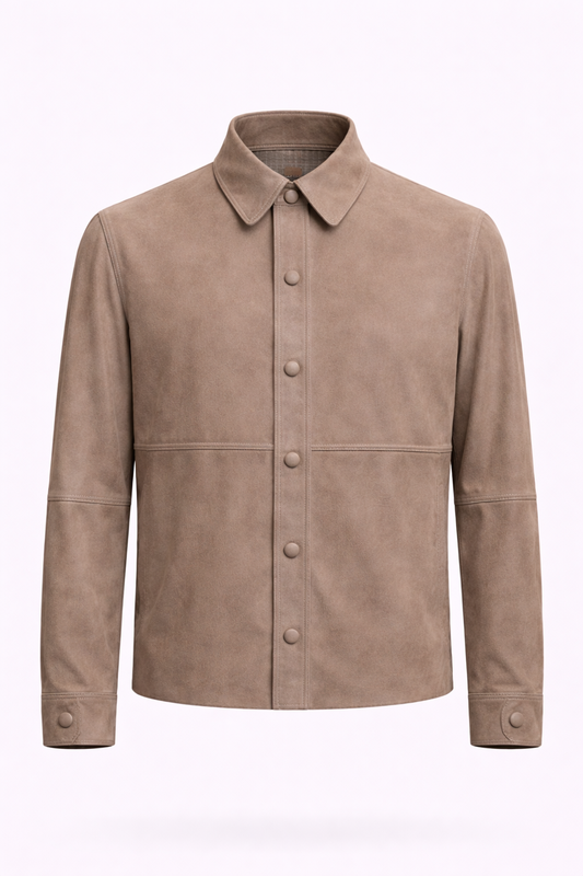 Lamb Leather Suede Shirt Jacket for Men