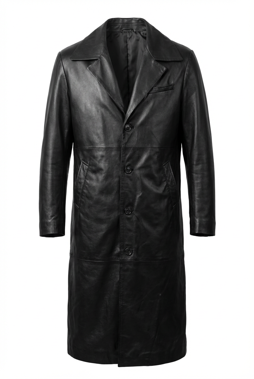 Black Long Lamb Leather Jacket for Women