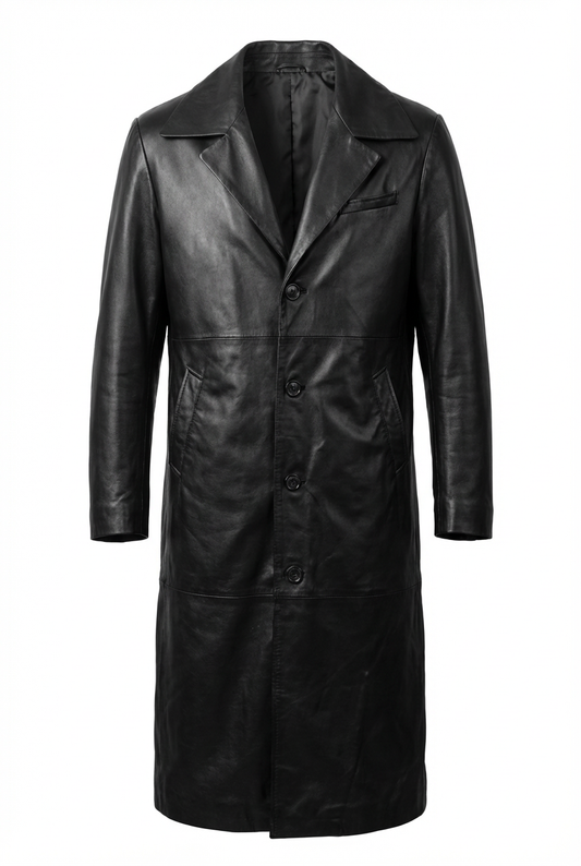 Black Long Lamb Leather Jacket for Women