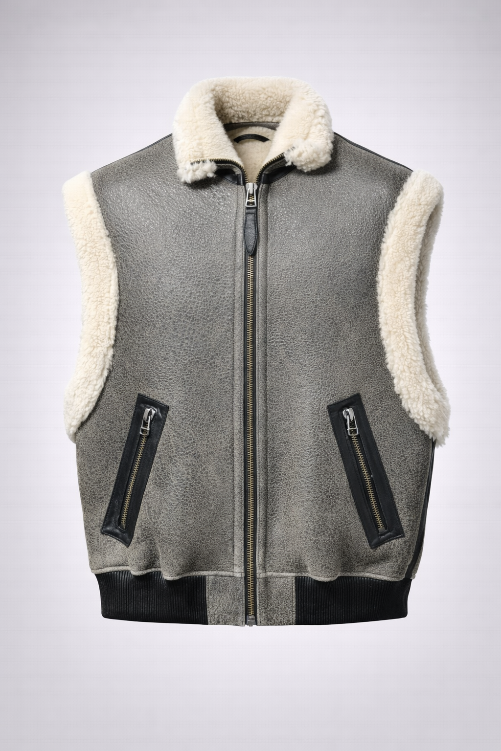 Lamb Leather Fur Waistcoat for Men
