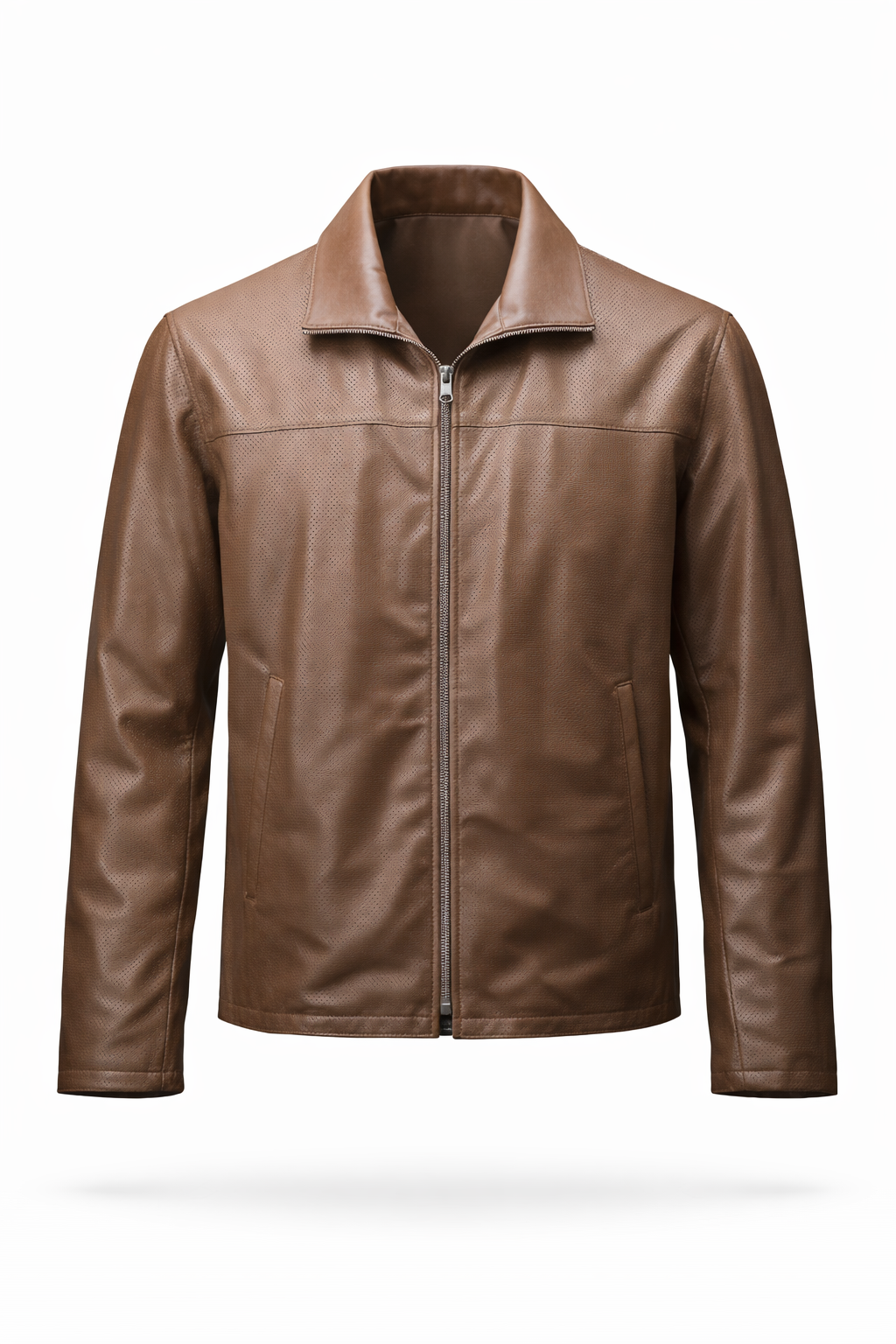 Reversble Lamb Leather and Windproof Fabric Brown Jacket for Men